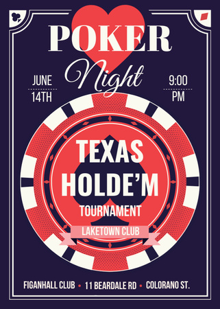 Designvorlage Poker night tournament night für Flayer