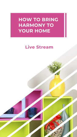 Designvorlage Home Decor with Colorful Shelves and Vase für Instagram Story