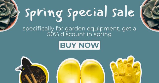 Special Spring Sale Garden Equipment Facebook AD Design Template