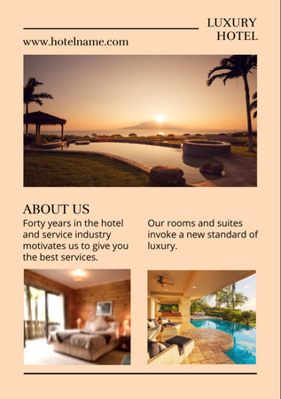 Platilla de diseño Luxury Hotel Ad with Modern Interior of Rooms Flyer A7