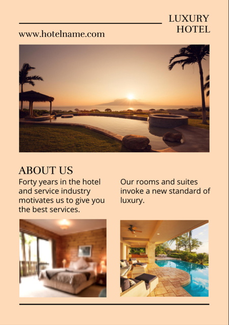 Template di design Luxury Hotel Ad with Modern Interior of Rooms Flyer A7