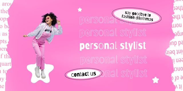 Fashion Adviser Services Offer on Pink Twitter Tasarım Şablonu