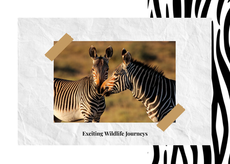 Wild zebras in nature Postcard 5x7in Design Template