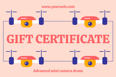 Nabídka dárkového poukazu na pokročilý kamerový dron Gift Certificate Šablona návrhu