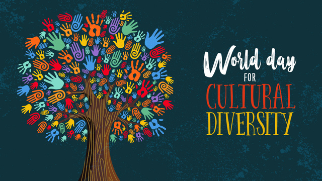 World Day for Cultural Diversity with Multicolored Tree Zoom Background – шаблон для дизайну