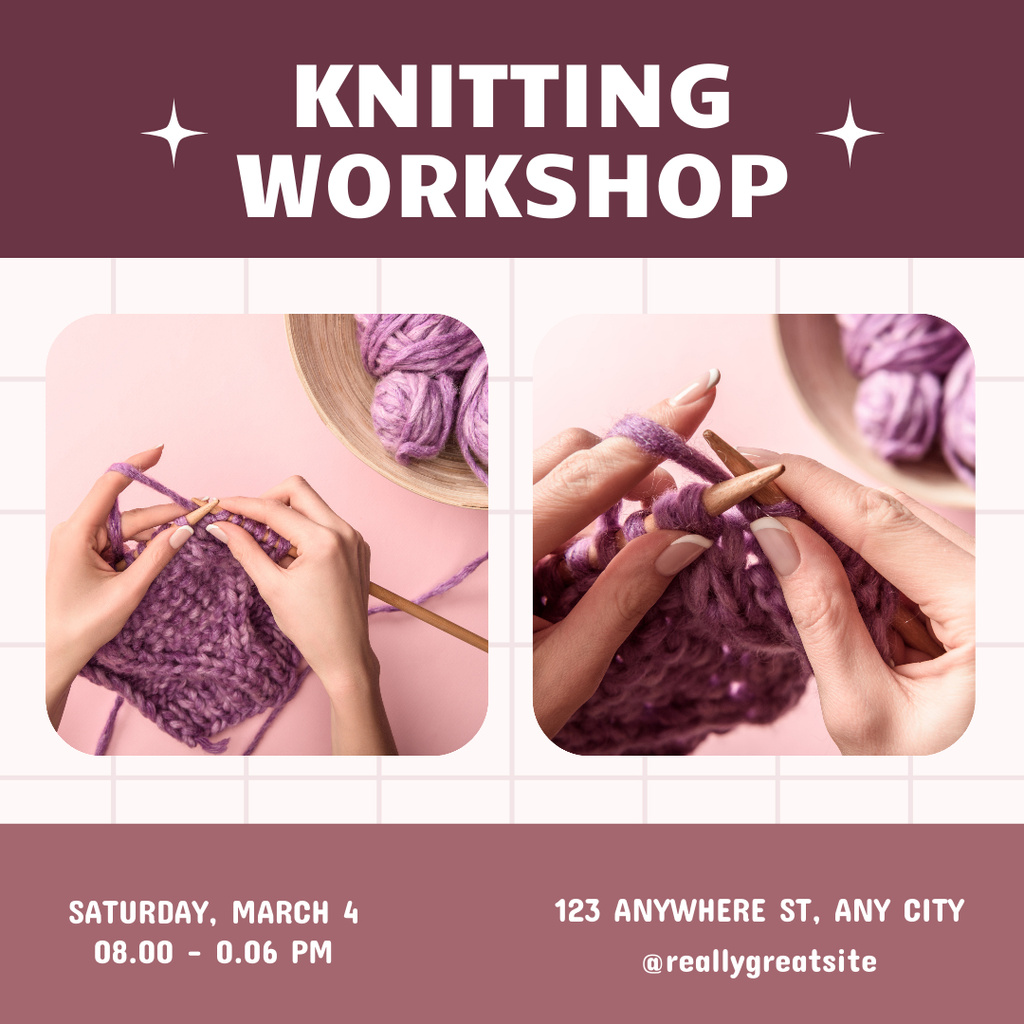 Knitting Workshop Collage Instagram Tasarım Şablonu