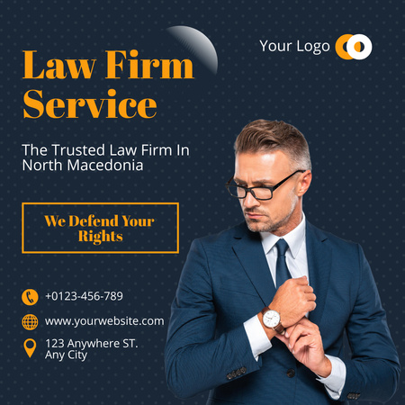 Law Firm Services Ad with Businessman Instagram Design Template