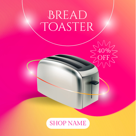 Bread Toaster Discount Offer on Pink Instagram AD Design Template