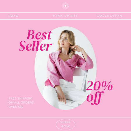 Modèle de visuel Meilleures ventes de vêtements roses - Instagram AD