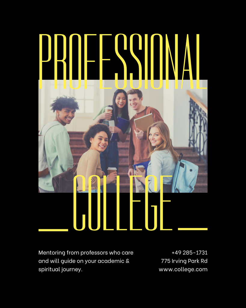 Group of Students with Backpacks in College Poster 16x20in Modelo de Design
