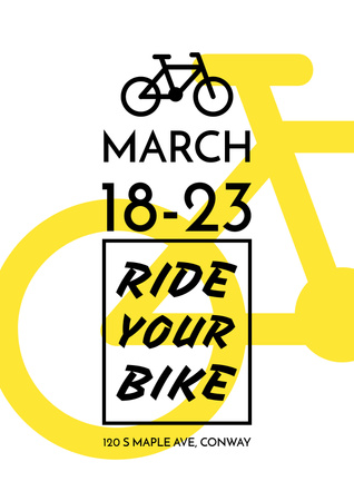 Cycling Event announcement simple Bicycle Icon Poster Design Template