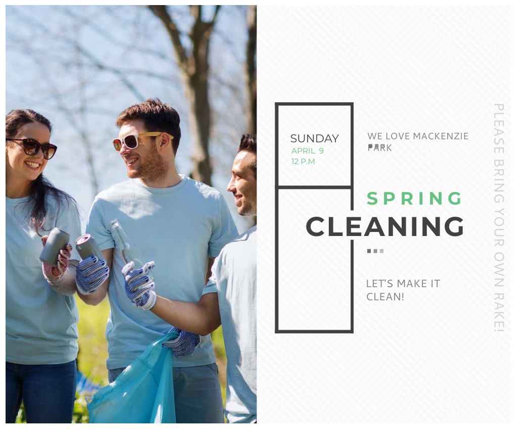 Charity Event for Spring Garbage Cleanup in Parks Large Rectangleデザインテンプレート
