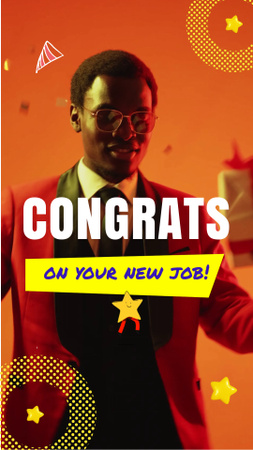 Ontwerpsjabloon van TikTok Video van Bright gefeliciteerd met nieuwe baan met confetti