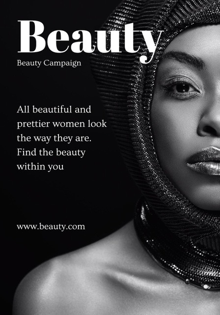 Beauty Campaign with African American Woman Poster 28x40in Design Template