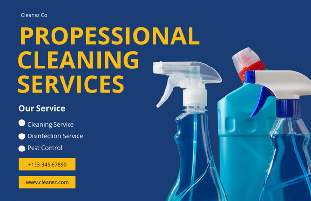 Responsible Cleaning Services Offer With Detergents Flyer 5.5x8.5in Horizontal Design Template