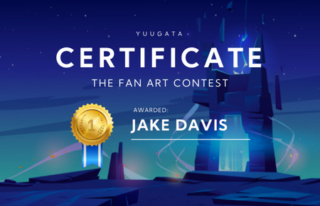 Plantilla de diseño de Premio del concurso Fan Art con Castle Certificate 5.5x8.5in 