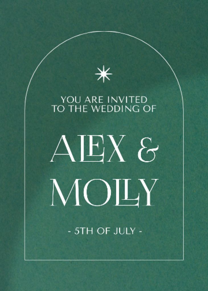 Wedding Day Announcement on Green Invitation Šablona návrhu