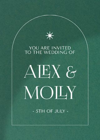 Wedding Day Announcement on Green Invitation Šablona návrhu