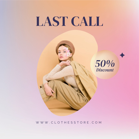 Plantilla de diseño de Anuncio de venta de moda con mujer atractiva en traje marrón Instagram 