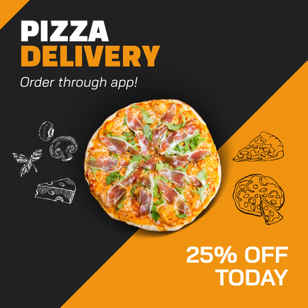 Herkullinen pizzan toimituspalvelu tänään alennuksella Animated Post Design Template