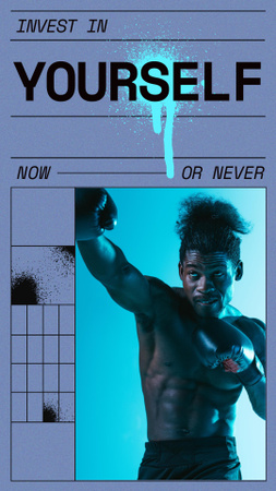 Plantilla de diseño de inspiración de la virilidad con fuerte boxeador muscular Instagram Story 