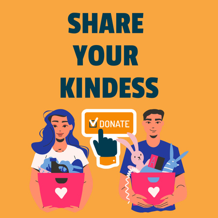Designvorlage Ankündigung einer Spendenveranstaltung auf Orange für Instagram