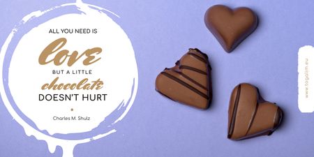 Dia dos Namorados com doces de chocolate em forma de coração Twitter Modelo de Design