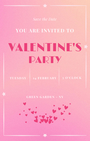 Valentine's Day Party Announcement With Hearts Invitation 4.6x7.2in Design Template