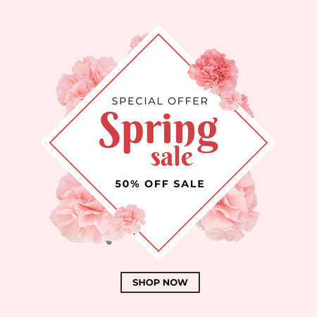 Spring Sale Special Offer with Rose Flowers Instagram Design Template