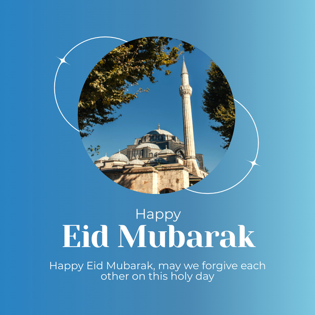 Eid Mubarak Phrase with Mosque Instagram Design Template