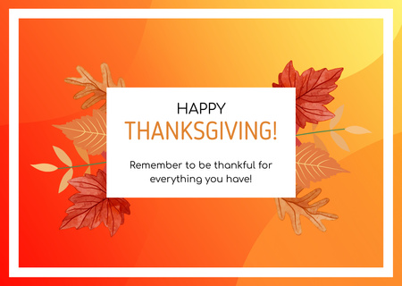 Thanksgiving in Frame of autumn leaves Card Design Template