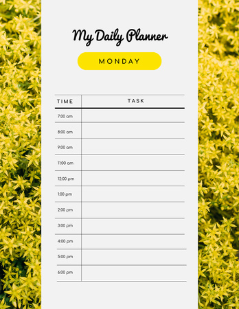 Çiçek Açan Mimoza ile Günlük Planlayıcı Notepad 8.5x11in Tasarım Şablonu