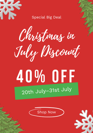 July Christmas Discount Announcement Flyer A4 Design Template