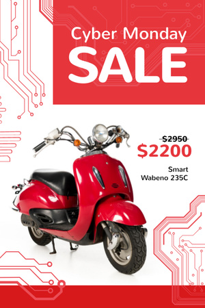 Cyber Monday Sale Scooter in Red Flyer 4x6in Design Template