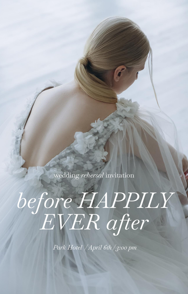 Wedding Announcement with Beautiful Bride in White Dress Invitation 4.6x7.2in Šablona návrhu