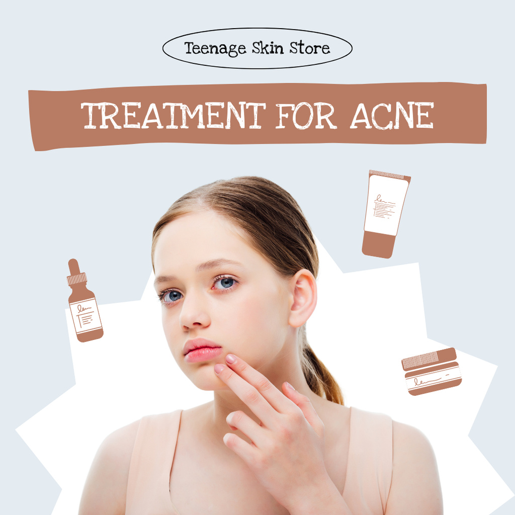 Skincare Treatment For Teen Acne Instagram Tasarım Şablonu