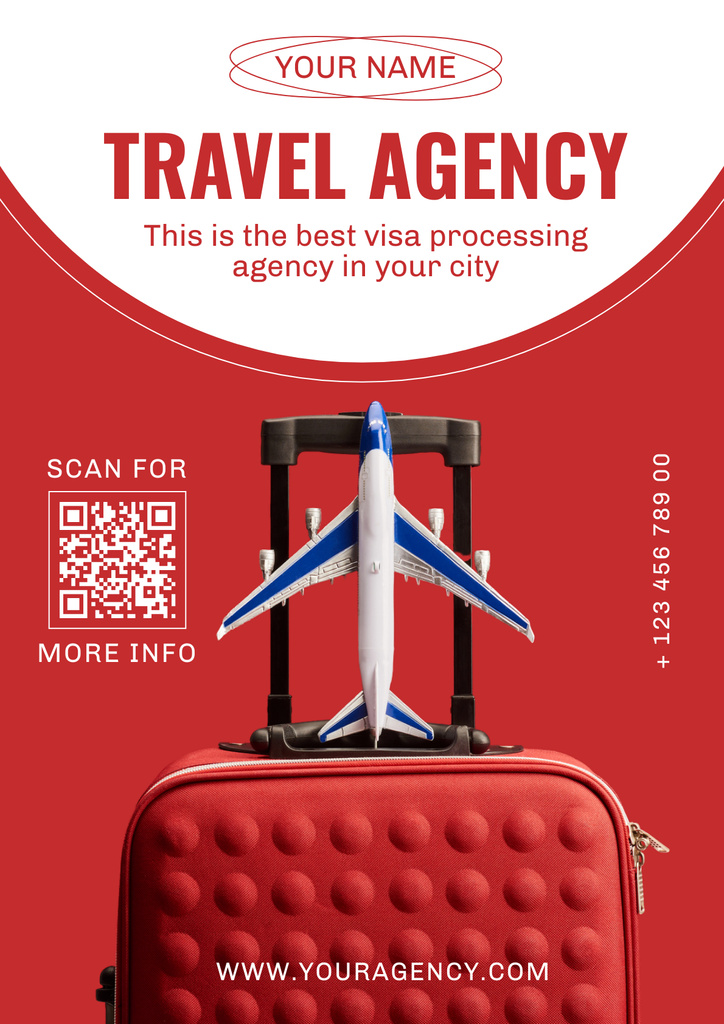 Template di design Tours and Flights Offer on Red Poster