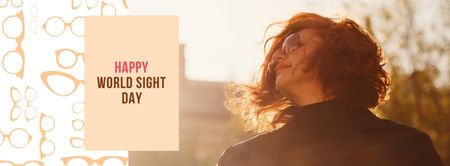 Plantilla de diseño de anuncio del día mundial de la vista con mujer en gafas de sol Facebook cover 