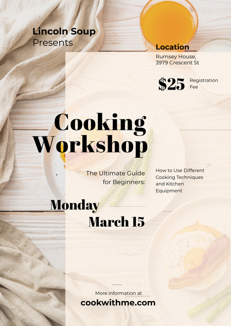 Cooking Workshop Event Advertisement Poster A3 Πρότυπο σχεδίασης