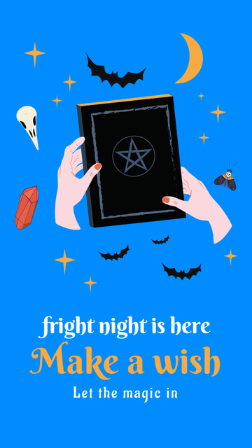 Halloween Holiday with Mysterious Book in Hands Instagram Story Design Template