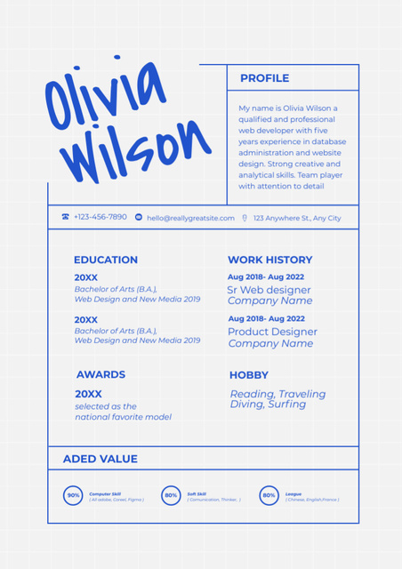 Qualified Web Developer Skills And Experience Resume Design Template