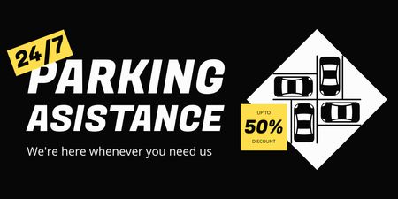 Discount on 24/7 Parking Assistant Services Twitter Design Template