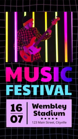 Music Festival Ad with Musician on a Stage Instagram Video Story Design Template