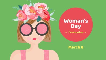 Women's Day Celebration with Girl in Flower Wreath FB event coverデザインテンプレート
