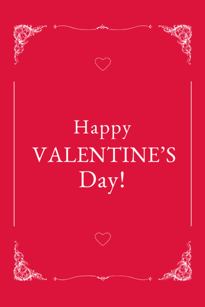 Valentine's Day Greeting in Frame on Red Postcard 4x6in Vertical Šablona návrhu
