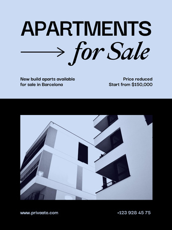 Designvorlage Immobilienverkaufsangebot mit Gebäuden für Poster US