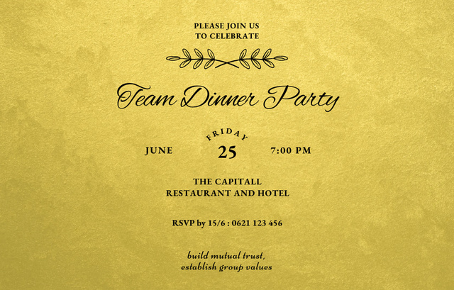 Exquisite Corporate Dinner Party In Summer Invitation 4.6x7.2in Horizontal Design Template