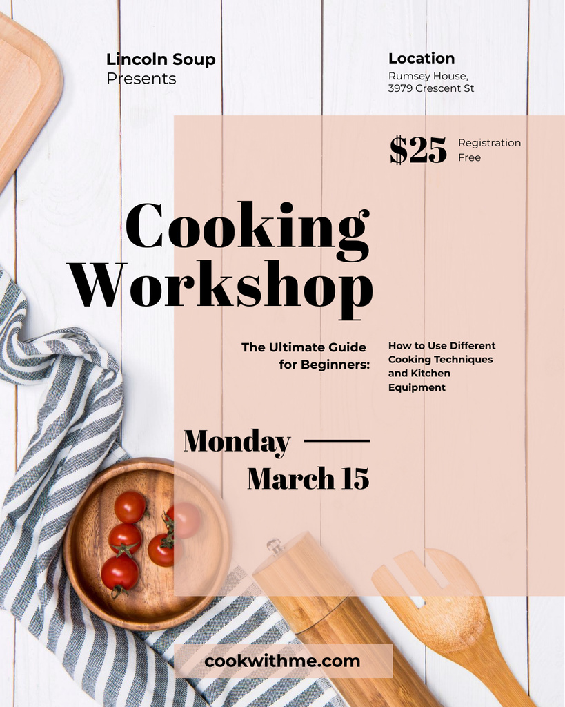 Cooking Workshop Ad with Tomatoes And Utensils Poster 16x20in Modelo de Design