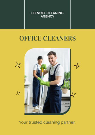 Szablon projektu Office Cleaning Offer with Personnel in Uniform Poster 28x40in