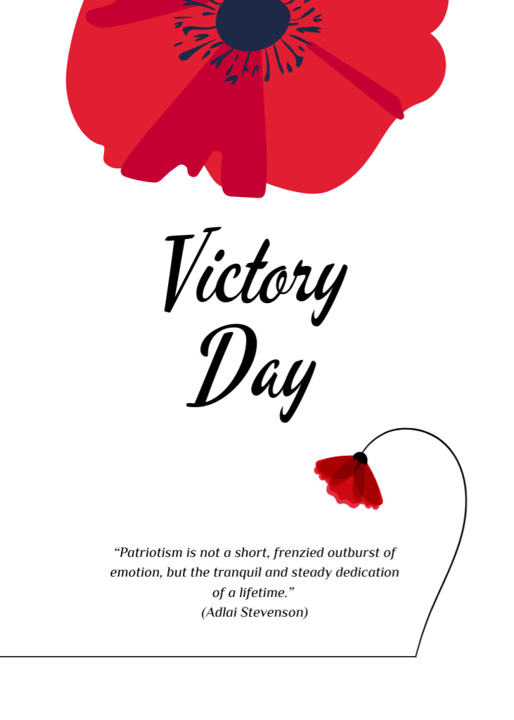 Victory Day with Red Poppy Flower Postcard 5x7in Vertical Tasarım Şablonu